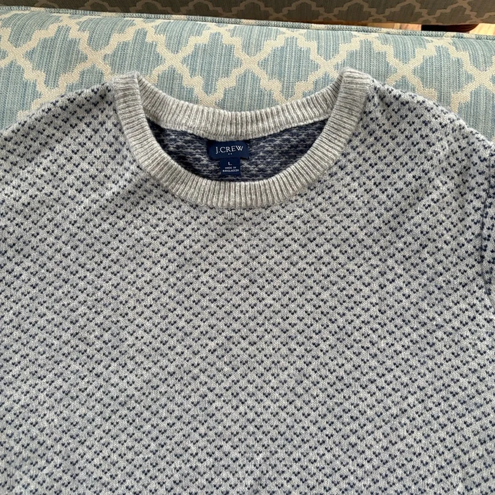 J. Crew Men's Heather Gray Textured Crewneck Sweater